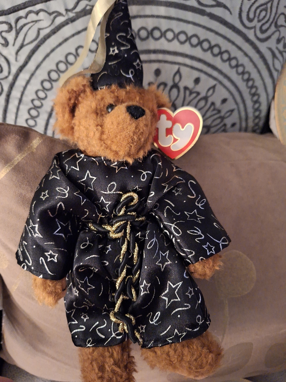 Ty Beanie Wizard Bear in Black Starry Robe